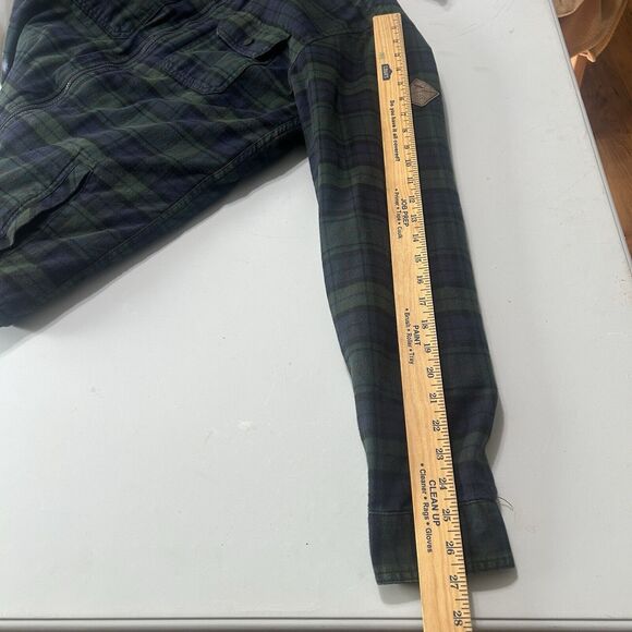 Eddie Bauer Work Jacket Coat  Shacket Green Blue Plaid Sherpa Size Tall Medium - Picture 10 of 14